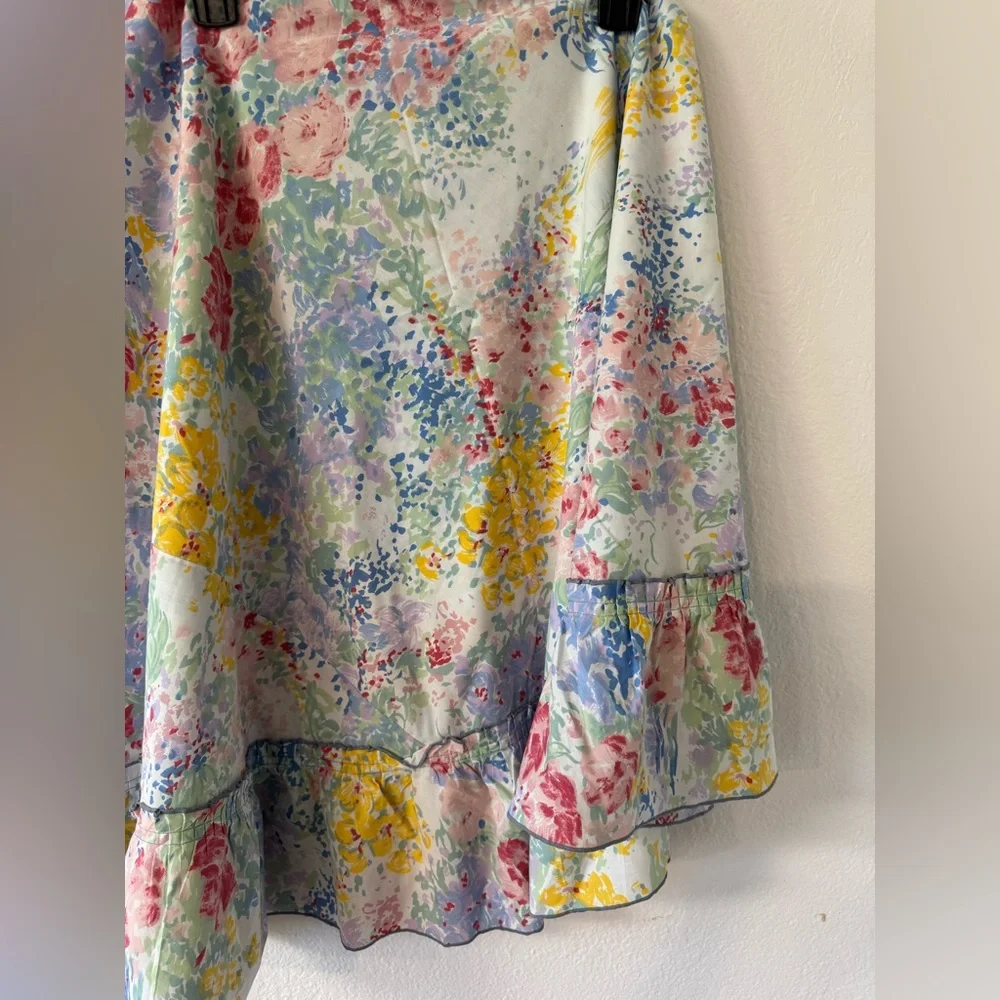 Vintage Floral Tablecloth With Ruffled Edge
